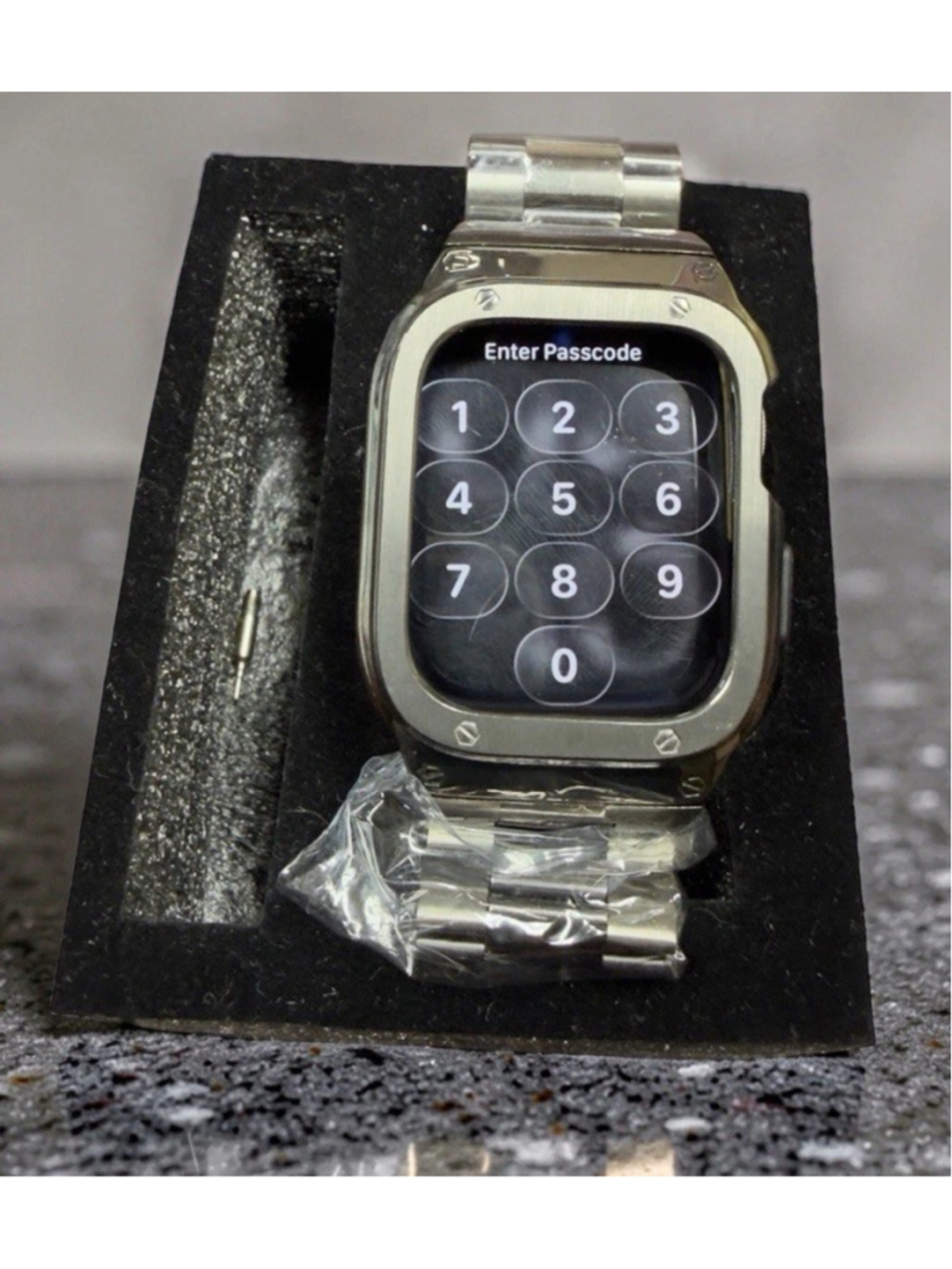 Silver Stainless Steel Protective Case & Metal Band for Apple Watch 44mm + Tools